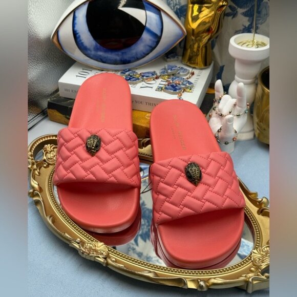 🆕 KURT GEIGER LONDON 🧿 NWOT Meena Eagle Quilted Slide, Salmon - Sz 39 US8.5 - Picture 5 of 15